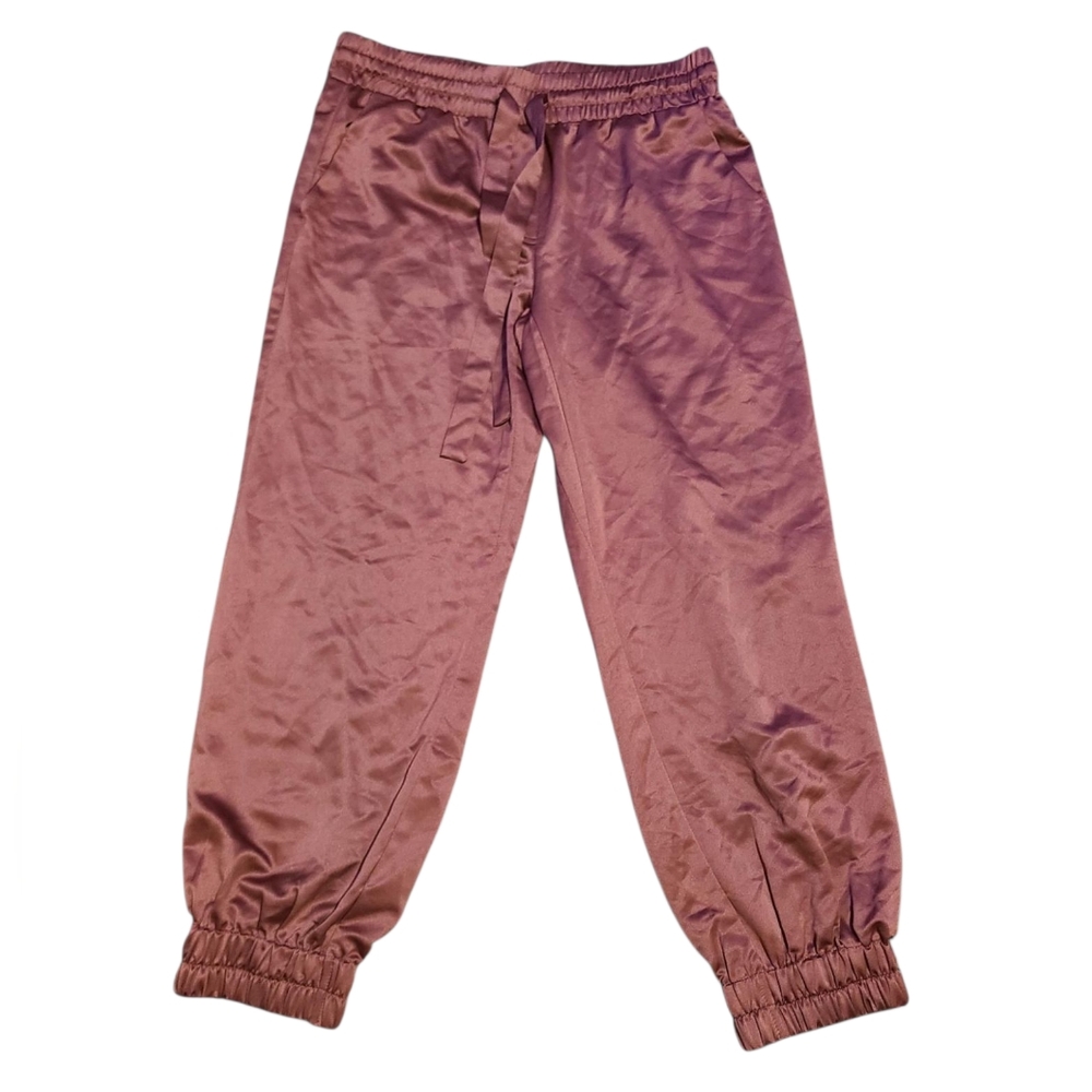 KARLIE Brown Satin Joggers L